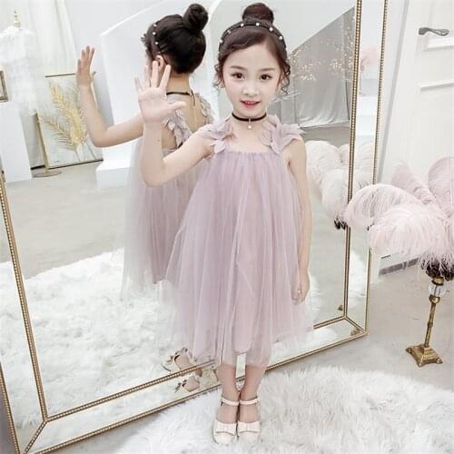 Girls Dress Summer New Leaf Modeling Sling Mesh Children Princess Dress 3-10 Years Cute Girl Vestidos Childrens Wear