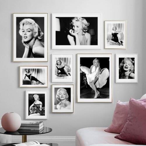 Self-adhesive Wall Sticker Movie Star Marilyn Monroe Posters and Prints Black and White Mural Room Decorative Wall Pictures