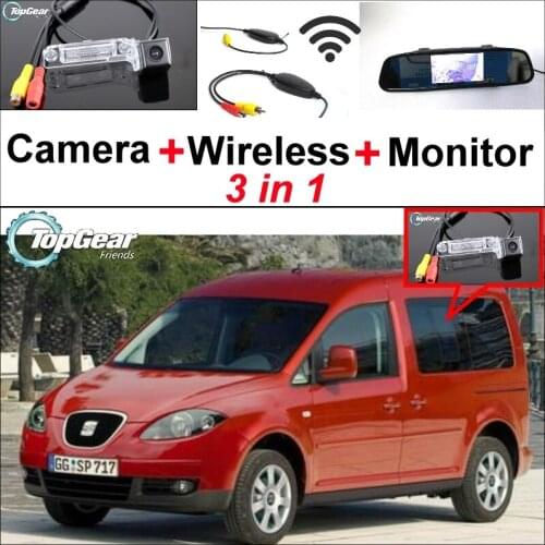 3 in1 Special Rear View Camera + Wireless Receiver + Mirror Monitor Easy DIY Back Up Parking System For SEAT Inca 2006~2012
