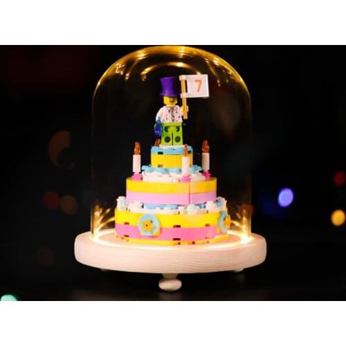 Building Block Glass Transparent Dustproof Lampshade Light for 40382 Birthday Set Display Box （Without building block model