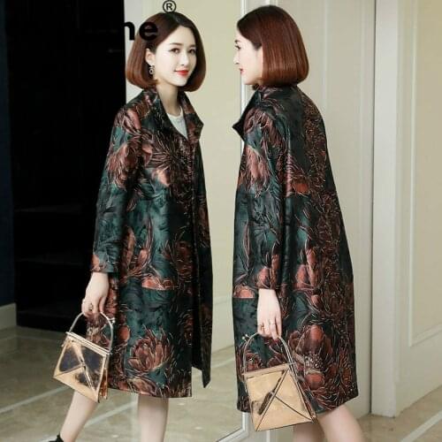 Tajiyane 2021 Sheepskin Coat Plus Size 4xl Real Leather Jacket Spring Autumn Elegant Women Jackets Floral Coats Y8805 WPY453