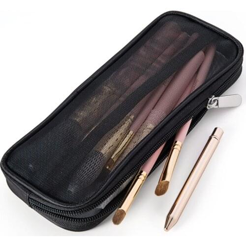 Women Clear Zipper Makeup Bag Travel Makeup Brush Holder Organizer Toiletry Bag Organizer Mesh Pouch Storage Beauty Tool