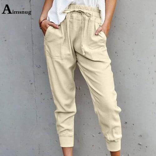 2021 High Waist Pants Womens Summer Harem Trousers Fashion Lace up Casual Skinny Pantalon Plus Size Female Ankle-Length Pants