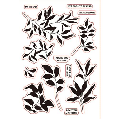 11x16 Black leaves New Transparent Clear Rubber Stamp Sheet Cling Scrapbooking Photo Album PaperCard DIY Craft
