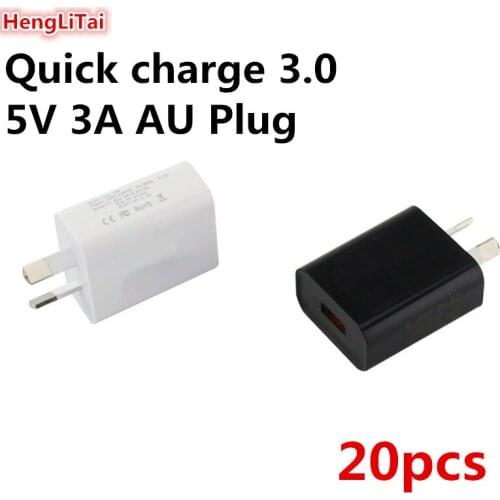20pcs Quick charge 3.0 5V 3A Australia New Zealand AU Plug USB Wall Travel Charger Power 220v for iPhone huawei for Xiaomi 9v 2a