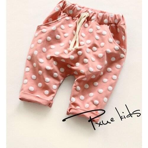 2020 Summer style Fashion brand cotton Polka Dot pants for boys girls short trousers child knee length harem pants 2-7 years