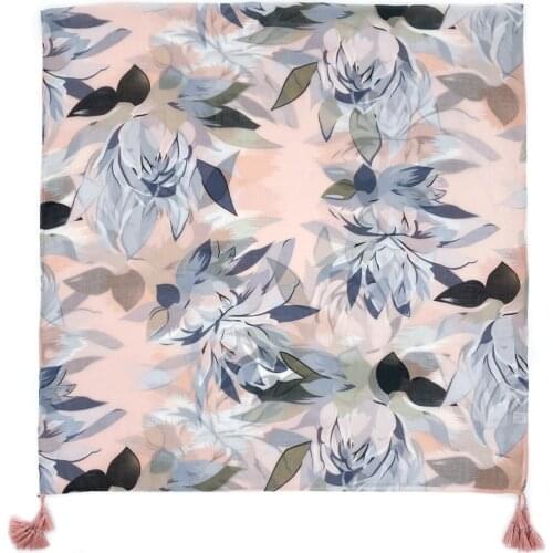 2021 Fashion Newest Leaf Printed Pattern Cotton Printed Tassel Scarf Shawls Wraps Hijabs 10pcs/lot