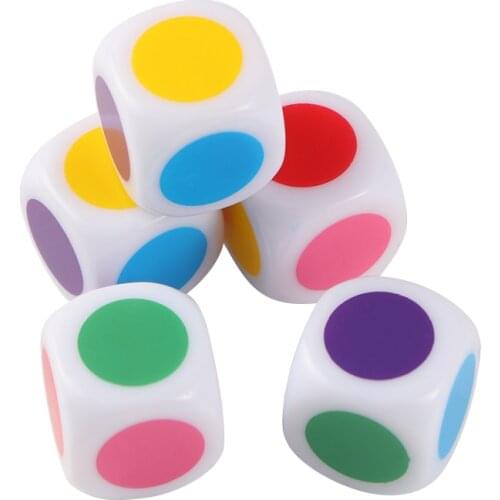 5 Pcs/Lot 6 Sided Round Colour Dice Acrylic Kids Board Game Funny Puzzle Game Family Party Table Dices Games Educational Toys