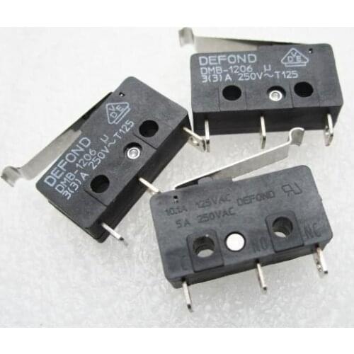 5pcs Taiwan DEFOND Micro Limit Switch 3Feet 5A250VAC Curved Handle