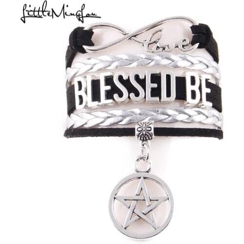 Little MingLou Infinity love Blessed Be Bracelet Pentagram Star Charm bracelets & bangles for Witch Gift Wiccan Jewelry
