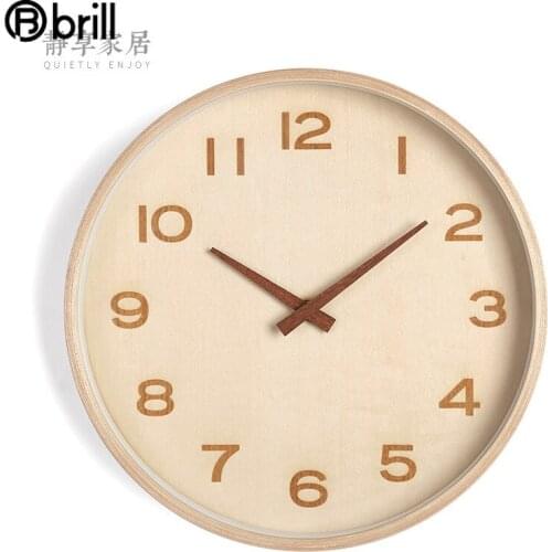 Japanese Style Wood Wall Clock Silent Wooden Needle Nordic Modern Big Wall Clocks Wall Decorations Living Room Wall Ornament