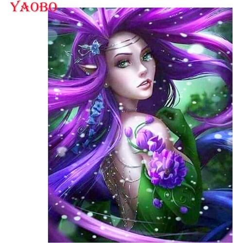 DIY 5D Diamond painting Flower Fairy Cross Stitch full square round Diamond Embroidery Pattern Mosaic Painting Rhinestone Craft