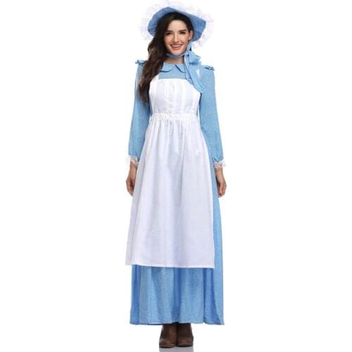 Adult Renaissance Fairy Tale Idyllic Stage Farm Dress Costumes Cosplay for Woman Halloween Game Stage Beach Party Maid Costumes