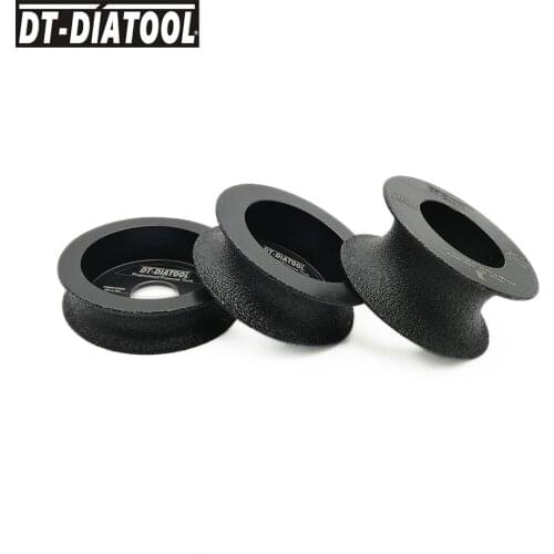 DT-DIATOOL 1unit Vacuum Brazed Diamond Grinding Disc of Half-Round Edge 75mm Diamond Wheel Dry or Wet for Angle Grinder
