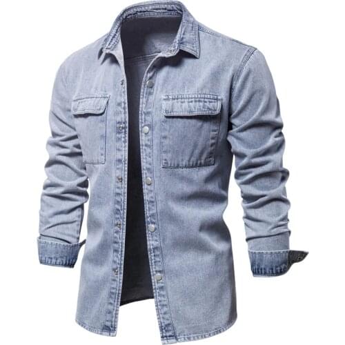 High Quality Casual Thick Denim Jacket Men Winter Warm Mens Lamb Wool Liner Jacket Turndown Collar Cowboy Coat Male Size S-2XL