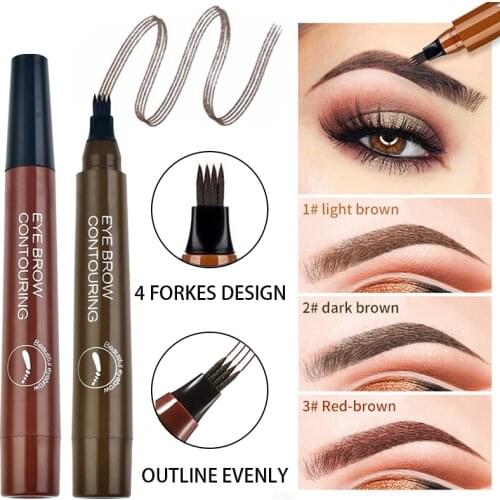 5 Colors 3D Eyebrow Pencil 4 Fork Tip Waterproof and Sweatproof Eyebrow Pencilnatural/long-lasting Sketch Liquid Eyebrow Pencil