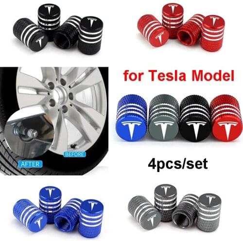 4pcs New Multicolor Aluminum Car tire Valve Core Caps Wheel Valve Stem Cap Dust Cover Accessories for TESLA MODEL 3 MODEL X S Y