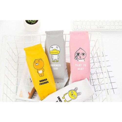Korean Kawaii Pencil Bag Stationery PU Storage Organizer Bag School Supply Student Escolar Materil 4 Patterns
