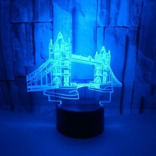 Creative 3D Night Light Usb Colorful Tower Bridge Shape Led Lampara Bedroom Bedside Sleep Light Building Table Lamp 7 Colors