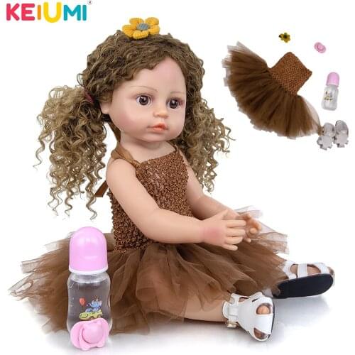 KEIUMI 23 Inch Newborn Baby Girl Full Silicone Body Reborn Dolls Lifelike For Kids Playmate Baby Toys Girl Birthday Gifts
