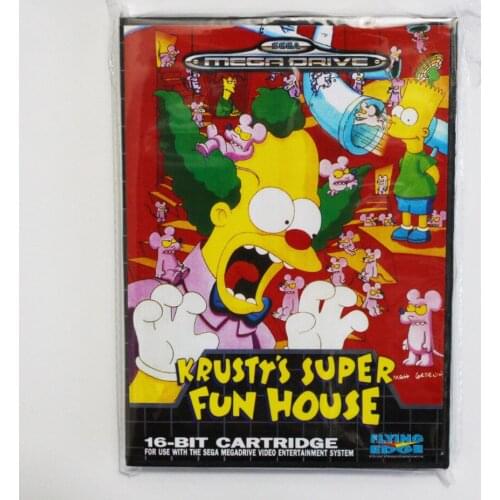 Hottest Krustys Super Fun House Game Cartridge 16 bit MD Game Card With Retail Box For Sega Mega Drive For Genesis