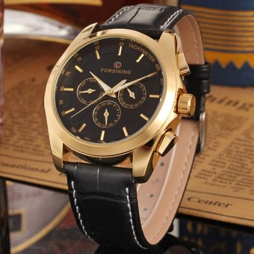 Forsining 2020 Mechanical Automatic Mens Watch Top Brand Fashion Luxury Male Clock Leather Strap 3 Dial Man Wristwatch