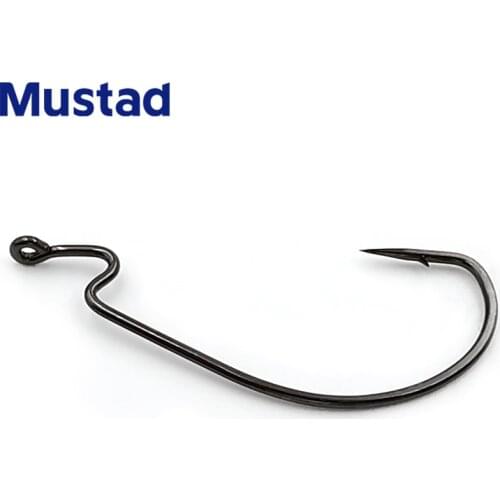 Mustad 38105 Z-Bend Offset Hook Norway Jigging Ringed Eye Fishing Hooks Saltwater for Bass Perch Fishing Tackle for Big Game
