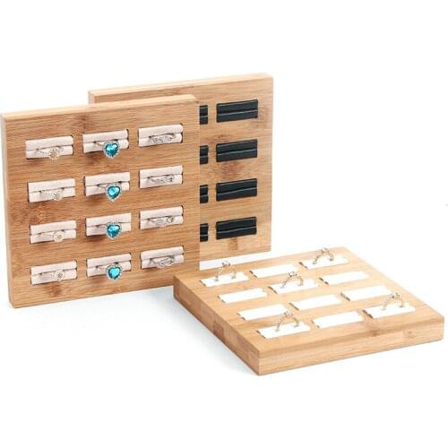 Bamboo Wood Jewelry Display Ring Earrings Display Holder Jewelry Display Stand Holder Women Wedding Jewelry Organizer Tray