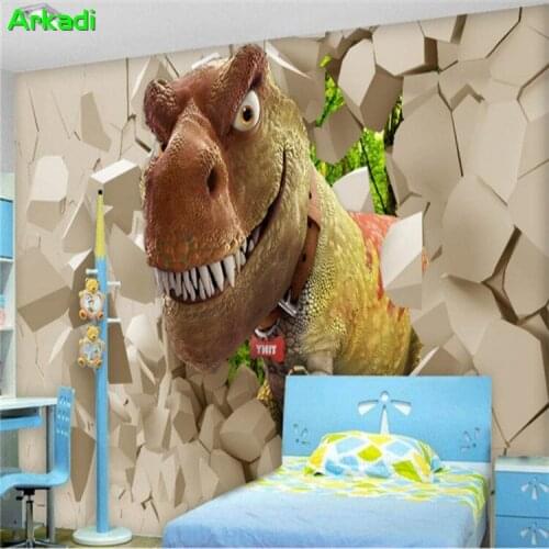 Custom Photo Mural 3d Background Wall Dinosaur Broken Wall Paper Living Room Bedroom Boys Children Room Background Wallpaper