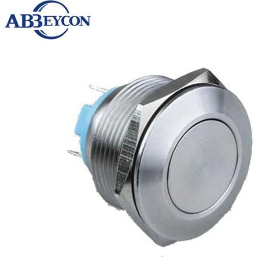 22mm Momentary Flat Round Normally Open IP67 Waterproof Anti-Vandal Push Button Switch Metal Shell Pin Terminal Not Illuminated