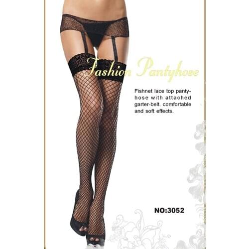 Transparent Fishnet Stockings Suspender Garter Belt Thigh High Medias De Mujer Black Sexy Lace Women Nylon HS3052