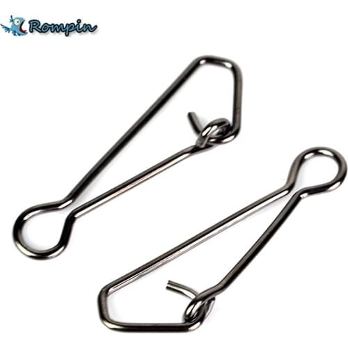 Rompin 50pcs Stainless Steel Fishing swivels Hooked Snaps 0#-6# 12mm-34mm Tested 11-57kg Swivel Rolling Snap