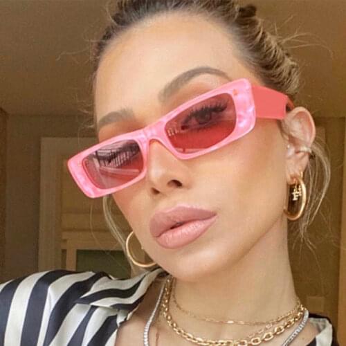 Luxury Brand Small Rectangle Sun Glasses Female Gradient Pink Eyewear Summer Traving Vintage Black Square Sunglasses Women UV400