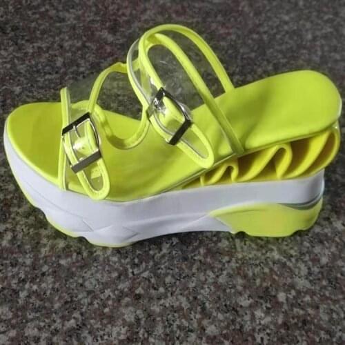 Summer Woman Sandals Female Wedge Buckle Transparent High Heel Shoes Platform Waterprooof Fashion Slipper Large Size 43