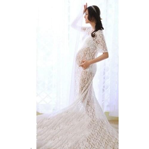 Trailing Vestidos Lace Maternity Photography Props Pregnancy Dress Photography Maternity Dresses For Photo Shoot Pregnant Clothe