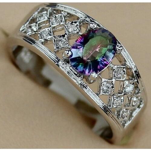 SHUNXUNZE Charms Engagement Wedding rings Jewelry for women dropshipping Rainbow Cubic Zirconia Rhodium Plated R3323 size 6 7 8