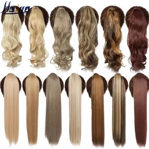 SNOILITE 17''23'' Long wavy Clip In Hair Tail False Hair Ponytail Hairpiece With Hairpins Synthetic Hair PonyTail Hair Extension