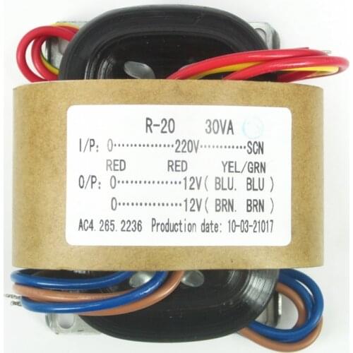 Transformador de corrente R type power transformer 220V 30W 12V+12V R cattle audio transformer copper wire transformador