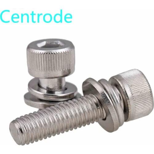 304 stainless steel three combination of hexscrew cylinder head with its own flat pad screw M6M8 10PCS