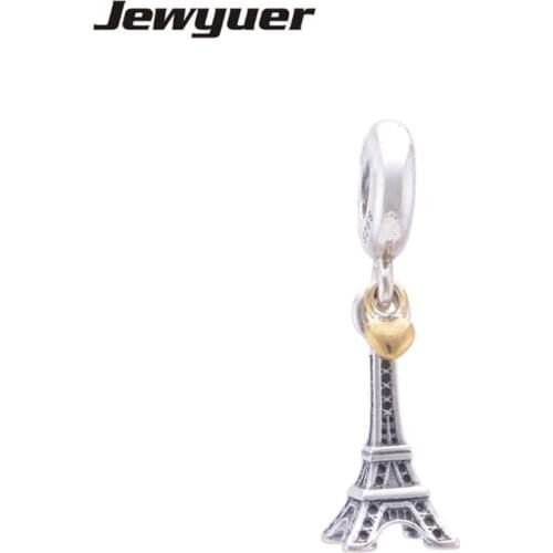 Eiffel Tower charms 925 Sterling Silver jewelry Fit beads Bracelets necklaces pendants DIY for women Memnon fine jewelry da0330