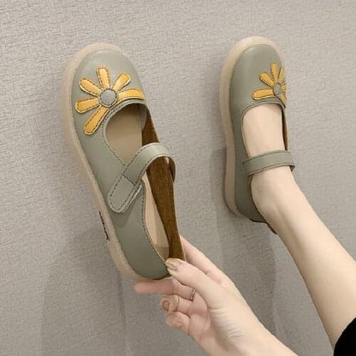 All-Match Shallow Mouth Ladies Single Shoes Spring And Summer New Style Comfortable Soft Bottom Velcro Flat Shoes