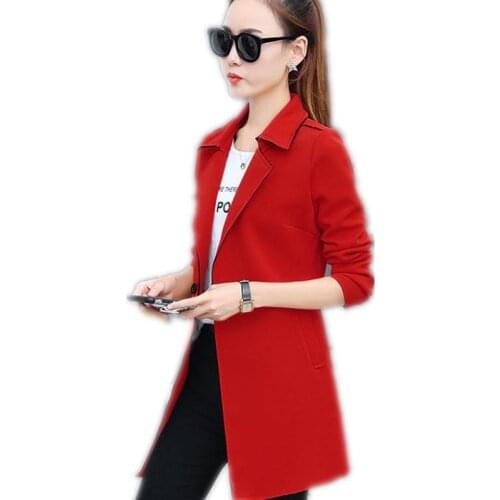 Plus Size 4XL Spring Women Blazers Autumn Medium-Long Coats Office Lady Notched 2019 Fashion Slim Long Sleeve Blazers CoatsQ1265