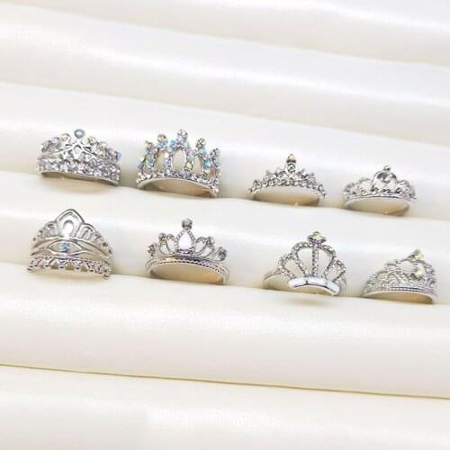 2021 Trendy Crown Rings Women Crystal Zircon Bridal Party Wedding Jewelry Girls Engagement Ring Hot Woman