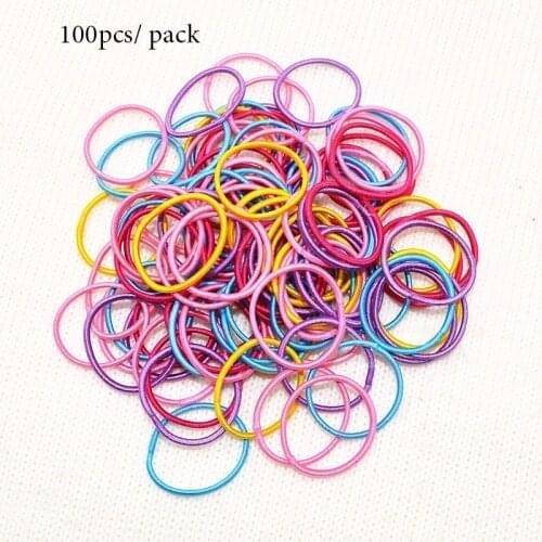 100pcs/pack Girls Elastic Hair Bands Ponytail Tie Gum Holder Rubber Bands Hair Accessories Women Multicolor Hairwear