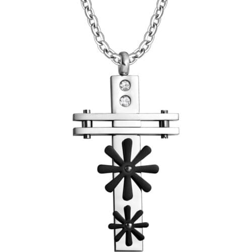 YAFFIL 304# Women Cross Necklace Pendant Fashion Stainless Steel Cross Pendant Unisex Crystals Religion Gift 10Piece/Lot