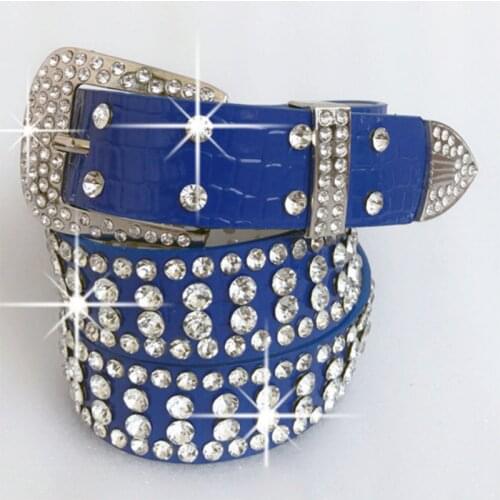 Crystal Rhinestones Belt for Women Fashion Luxury Strap Western Studded Belt Retro Crocodile Pattern Cowboy Belt Jean Dress