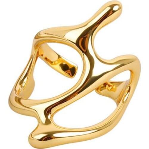 Vintage Hollow Out Irregular Opening Finger Ring Trendy Womens Gold And Silver Color Rings Party Jewelry Accessories