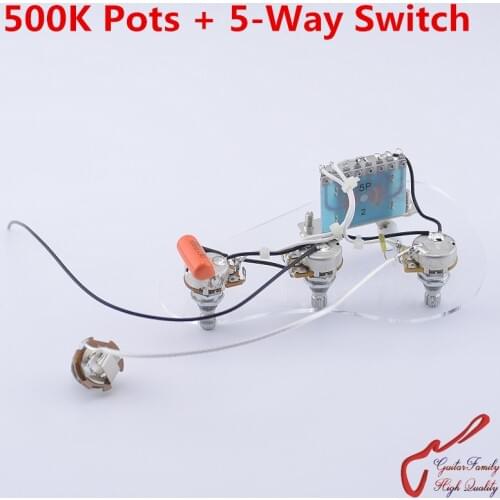 1 Set GuitarFamily Electric Guitar Wiring Harness ( 3x 500K Pots + 5-Way Switch + Jack ) ( #1156 )