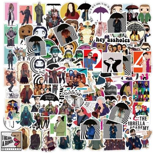100pcs Umbrella Academy American Drama Personality Stickers PVC Graffiti Stickers Suitcase Luggage Guitar Waterproof Sticker
