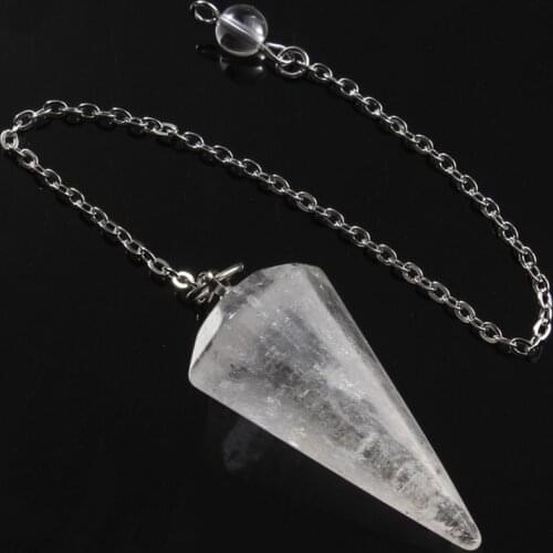 100-Uniqe Natural Rock Crystal Stone Hexagon Pyramid Reiki Pendulum Pendant Charms Chakra Amulet European Fashionable Jewelry
